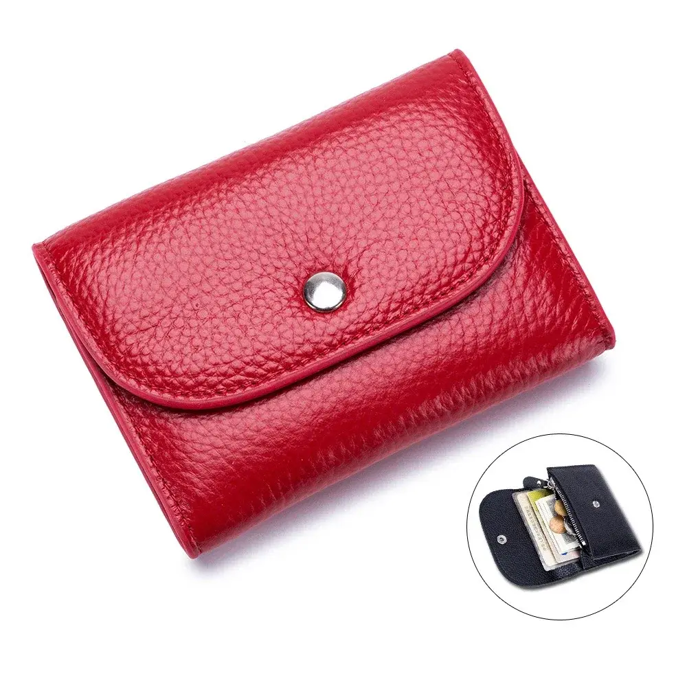 Genuine Leather Women's Wallet Fashion Short Coin Purse Card Holder Small Ladies Wallet Female Zipper Mini Clutch Purses