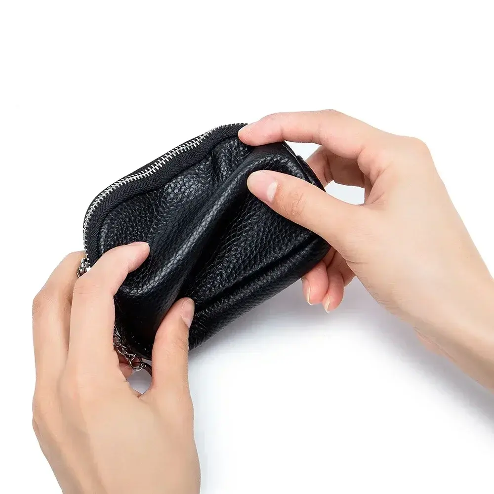 Genuine Leather Coin Wallet for Women with Zipper Soft Coin Purses Small Money Bag