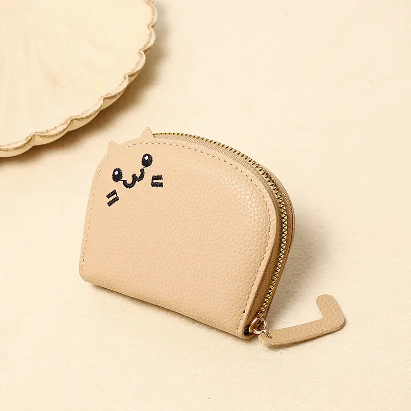 Cartoon Cat Shaped Cute Wallet Women's Multi-card Slots Holder Fashion PU Leather Coin Purse Bank Card Organizer Clutch Bag