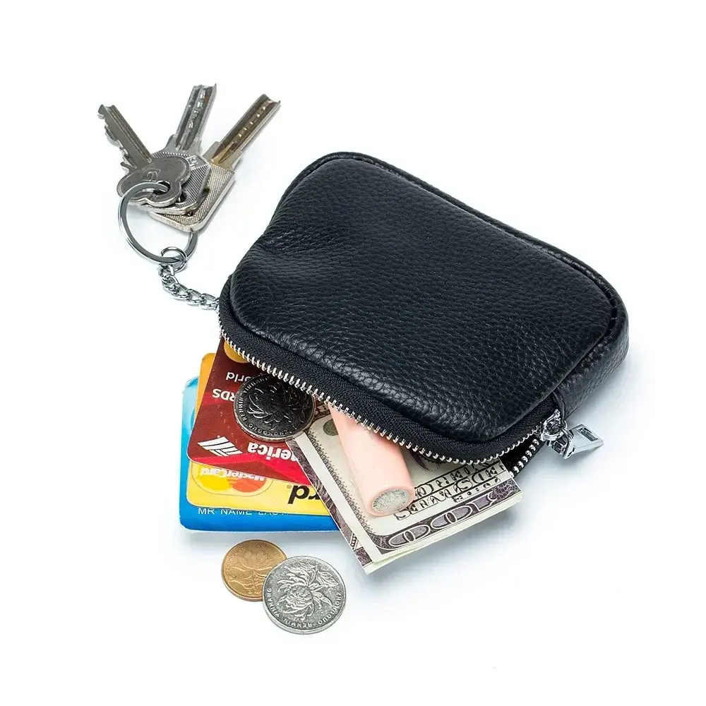 Genuine Leather Coin Wallet for Women with Zipper Soft Coin Purses Small Money Bag