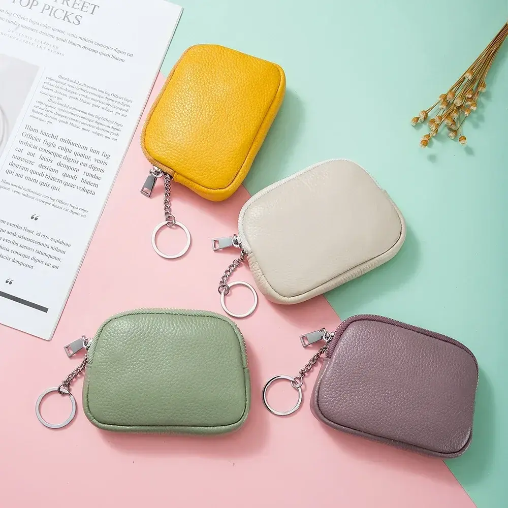 Genuine Leather Coin Wallet for Women with Zipper Soft Coin Purses Small Money Bag