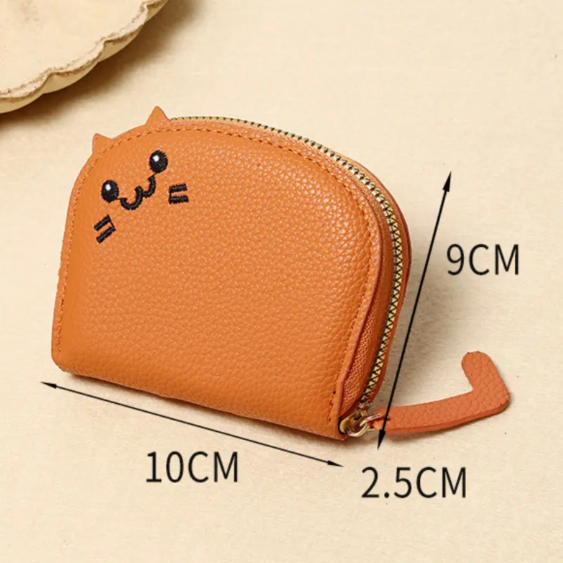 Cartoon Cat Shaped Cute Wallet Women's Multi-card Slots Holder Fashion PU Leather Coin Purse Bank Card Organizer Clutch Bag