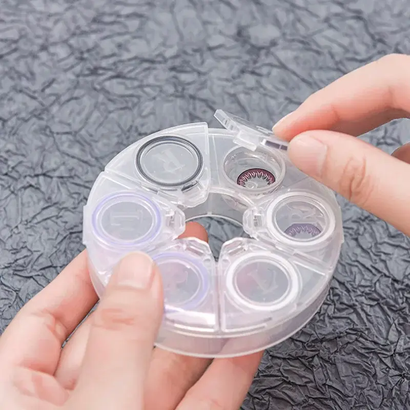 3Pairs Color Contact Lens Case Candy Colored Round Eye Contact Lens Box Travel Contact Lenses Case for Women