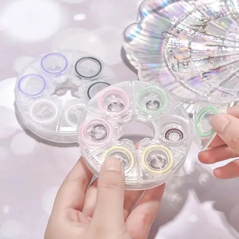 3Pairs Color Contact Lens Case Candy Colored Round Eye Contact Lens Box Travel Contact Lenses Case for Women