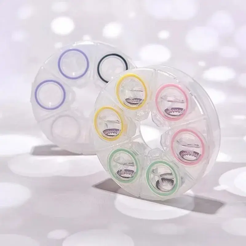 3Pairs Color Contact Lens Case Candy Colored Round Eye Contact Lens Box Travel Contact Lenses Case for Women