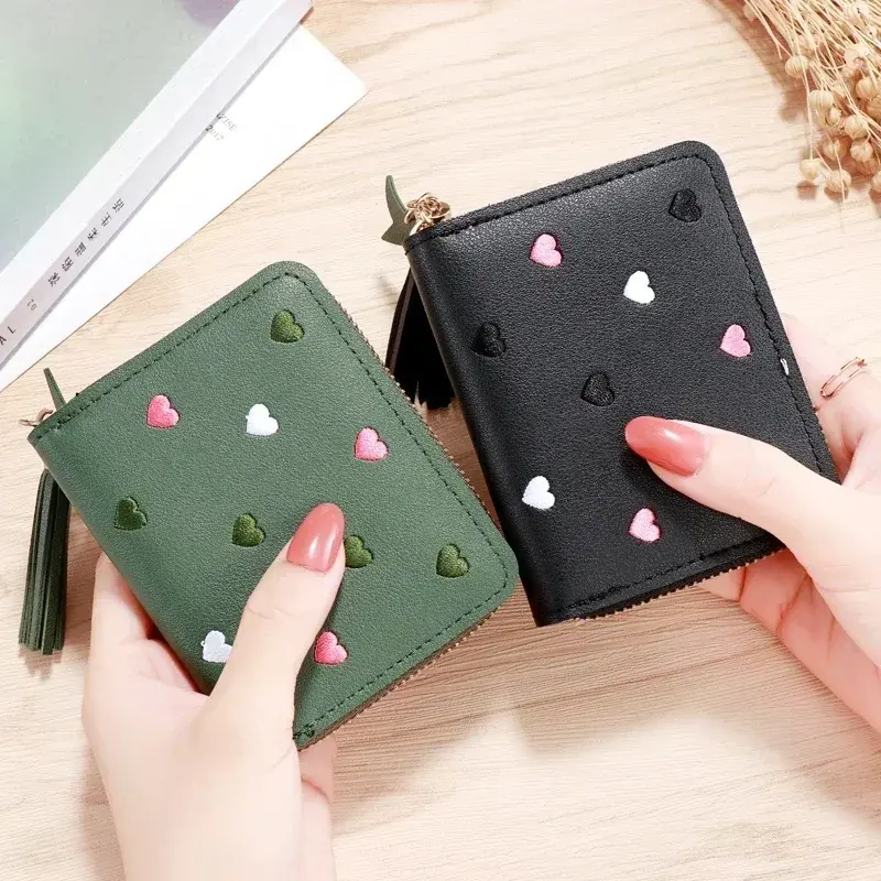 1PC Women Small Wallet Ladies Mini Tassel Wallet Cute Girl Short Zipper Pu Leather Coin Purse Female Hand Wallet Purse