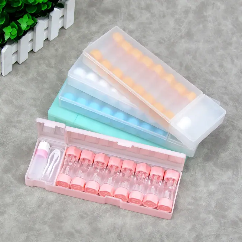 8pcs/set Cute Colored Contact Lenses Case Contact Lens Case for Eyes Contacts Travel Kit Holder Lens Container Soak Storage Case