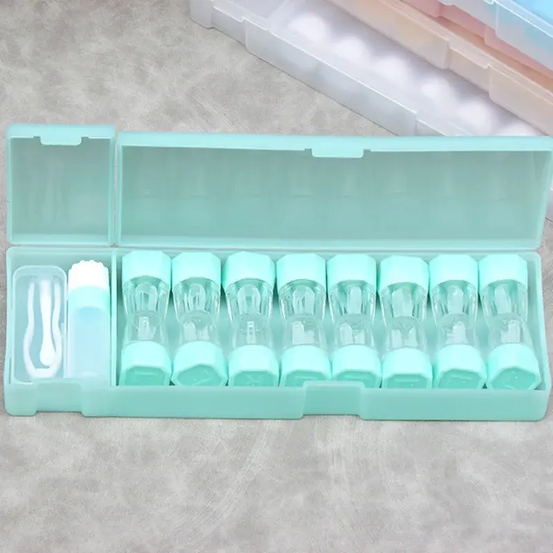 8pcs/set Cute Colored Contact Lenses Case Contact Lens Case for Eyes Contacts Travel Kit Holder Lens Container Soak Storage Case