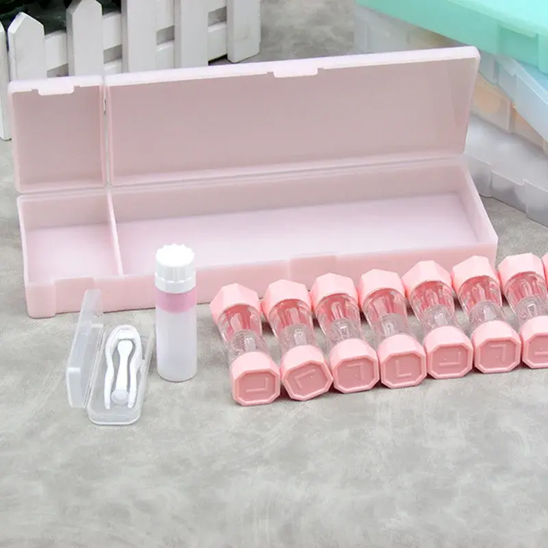 8pcs/set Cute Colored Contact Lenses Case Contact Lens Case for Eyes Contacts Travel Kit Holder Lens Container Soak Storage Case