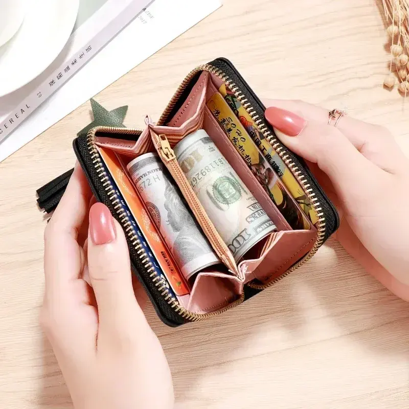 1PC Women Small Wallet Ladies Mini Tassel Wallet Cute Girl Short Zipper Pu Leather Coin Purse Female Hand Wallet Purse