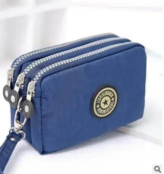 New Fashion Portable Women Wallet Make-up Bag Coin Purse Mini Bag with Three Zipped Women Wallets Big Capacity Phone Pouch