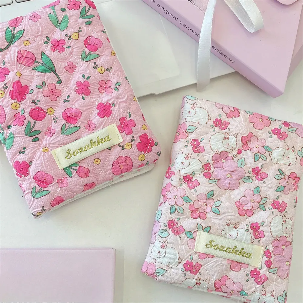 New Cute Cartoon Passport Cover Flower Passport Bag for Women Multifunctional Polyster Passport Clip Case Travel Accessories