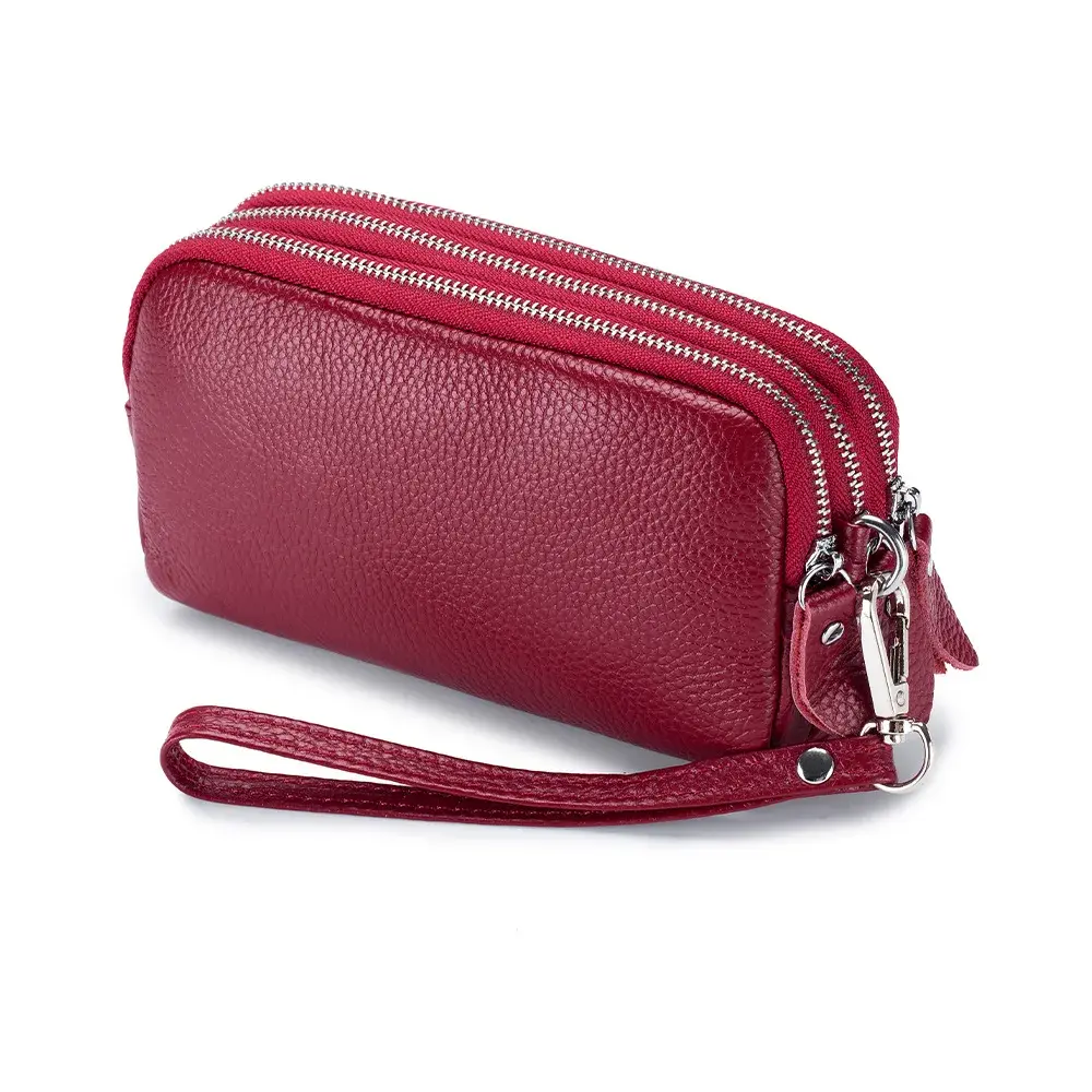 Women Long Wallet Genuine Leather Card Holder Large Capacity Zipper Coin Purse Multi Card Organizer Phone Bag Women Handbag