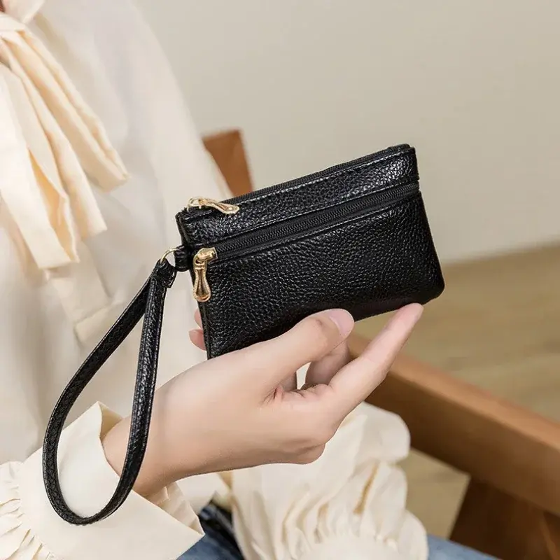 Double Zipper Coin Purse Women Wallet Large Capacity Multi Pocket Credit Card ID Holder Wallet Mini Storage Hand Bag