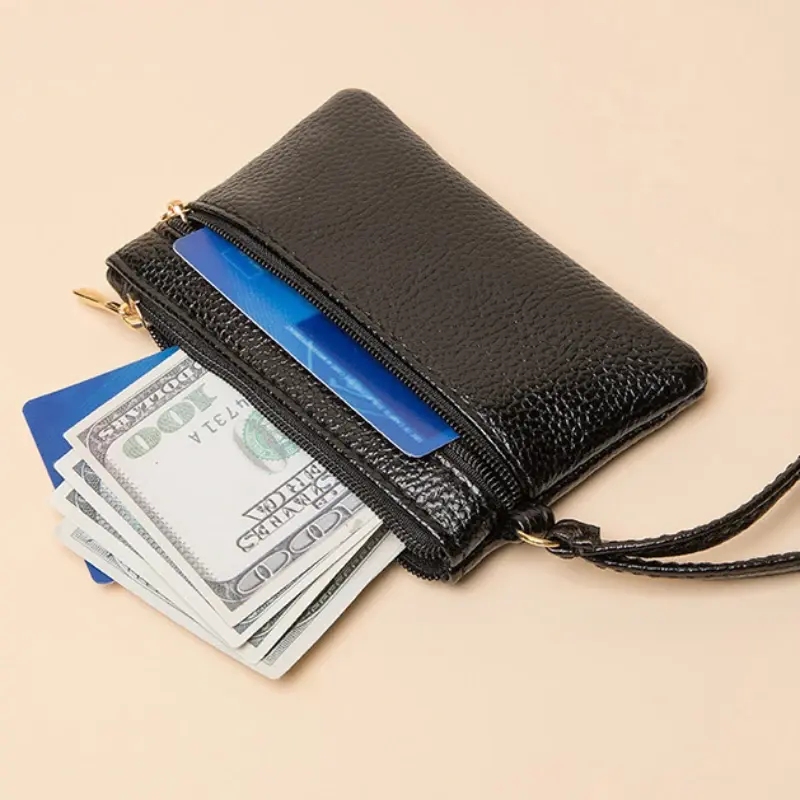 Double Zipper Coin Purse Women Wallet Large Capacity Multi Pocket Credit Card ID Holder Wallet Mini Storage Hand Bag