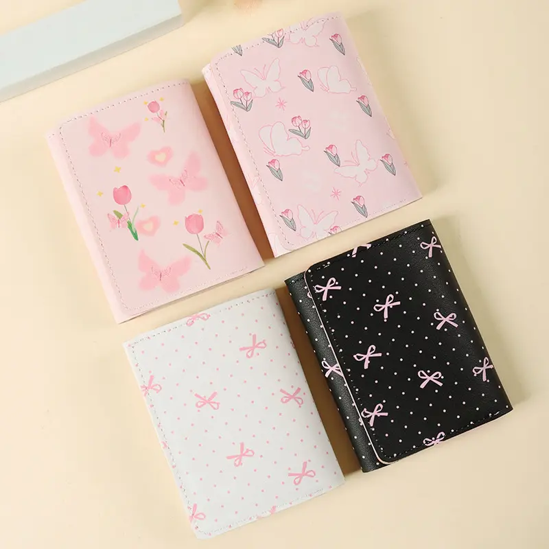 Women Cute Wallet Sweet Pink Three Fold Purse Card Holder for Girl New Travel Cash Coin Pouch Photo Card Bags