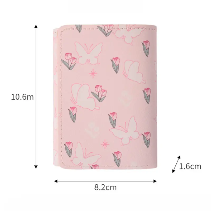 Women Cute Wallet Sweet Pink Three Fold Purse Card Holder for Girl New Travel Cash Coin Pouch Photo Card Bags