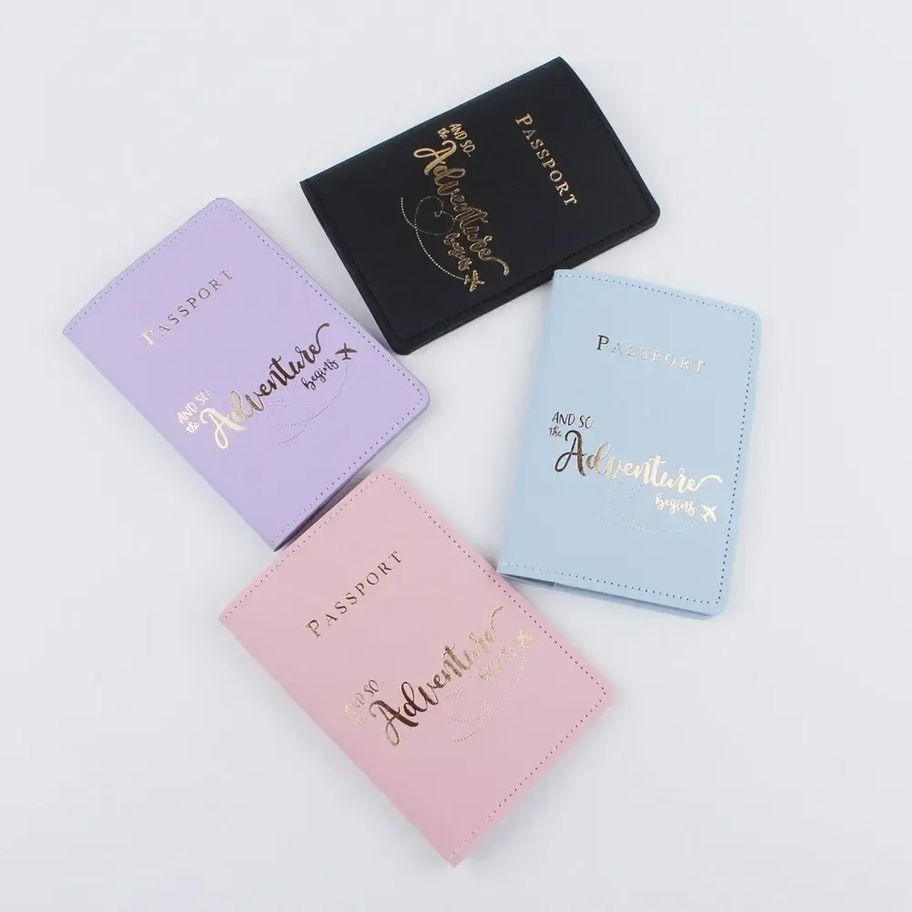 Pu Leather Passport Cover Simple Letter Plane Pattern Men Women Travel Wedding Passport Covers Holder Fashion Wedding Gift