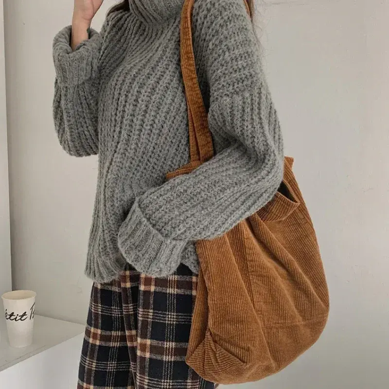 Bags for Women New Corduroy Shoulder Bag Reusable Shopping Bags Casual Tote Female Handbag Large Capacity Shopper Storage Bag