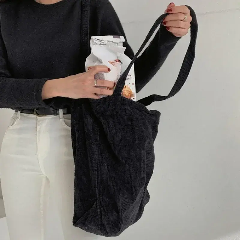 Bags for Women New Corduroy Shoulder Bag Reusable Shopping Bags Casual Tote Female Handbag Large Capacity Shopper Storage Bag