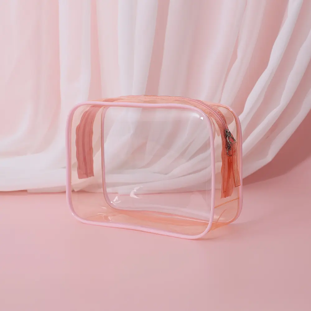 Kawaii Cute Transparent Cosmetic Bag Large Capacity Portable Travel Cosmetic Organizer New Clear Pencil Case Makeup Storage Bag