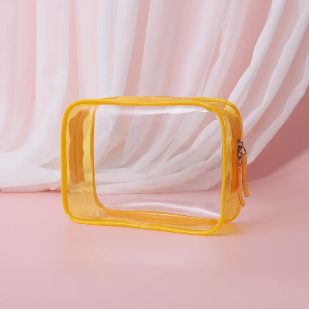 Kawaii Cute Transparent Cosmetic Bag Large Capacity Portable Travel Cosmetic Organizer New Clear Pencil Case Makeup Storage Bag