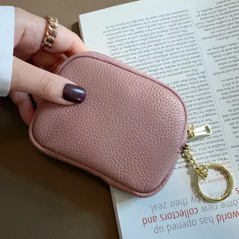 Women Clutch Coin Purse Fashion Simple Genuine Leather Short Wallet Card Holder Organizer Bags Mini Zipper Cute Money Bags