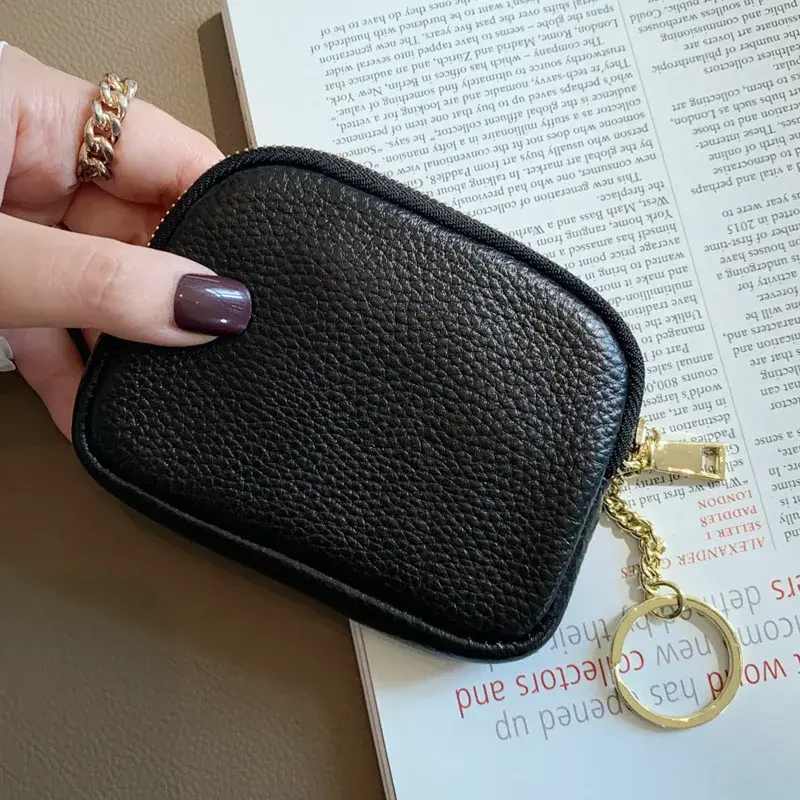 Women Clutch Coin Purse Fashion Simple Genuine Leather Short Wallet Card Holder Organizer Bags Mini Zipper Cute Money Bags