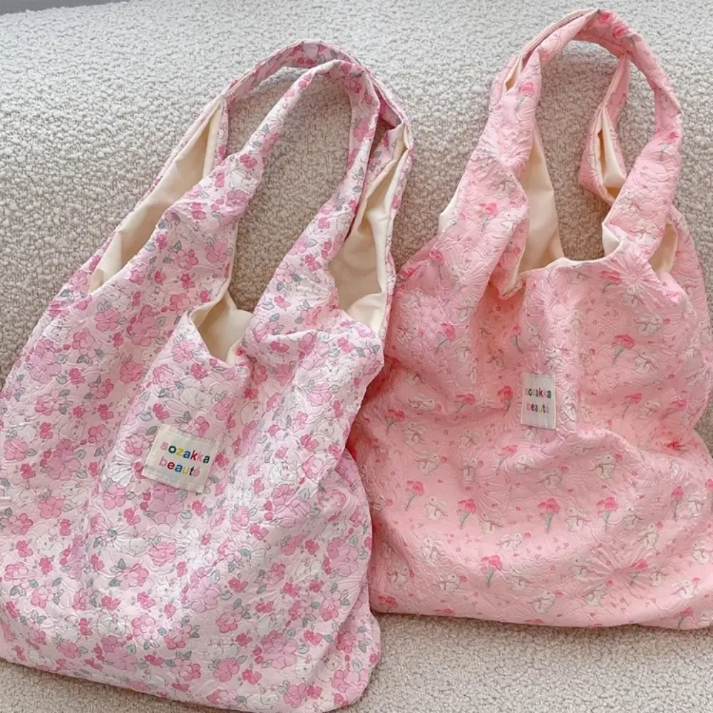 Korean Women Sweet Cartoon Shoulder Bag Shopping Bag Books Tote Female Eco Handbag Reusable Grocery Shopper Purse
