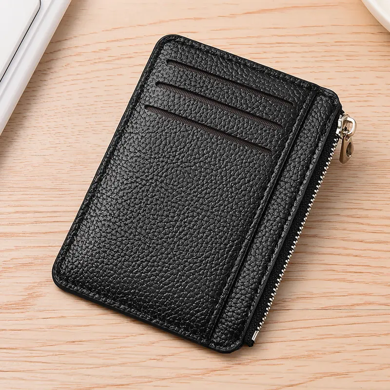 Men Fashion Credit ID Card Holder Wallet Male Slim Leather Wallet with Coin Pocket Multi Slot Black Brown Business Purse