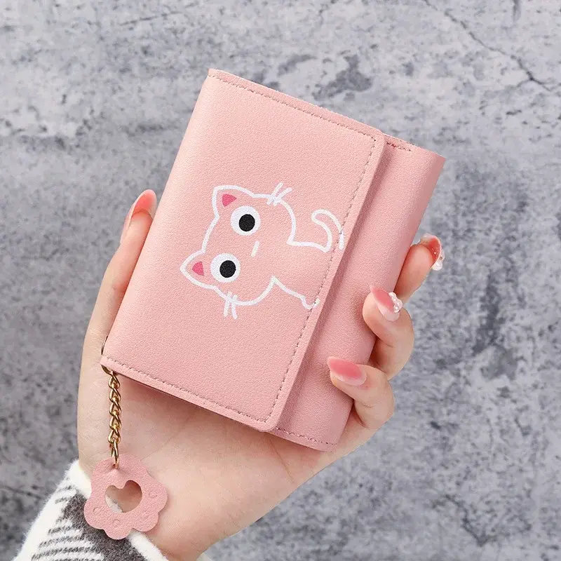 New Cute Cat Print Women's Wallet Short Wallet Leather Small Purse Fashion Ladies Female Girls Money Bag Card Holder Wallets