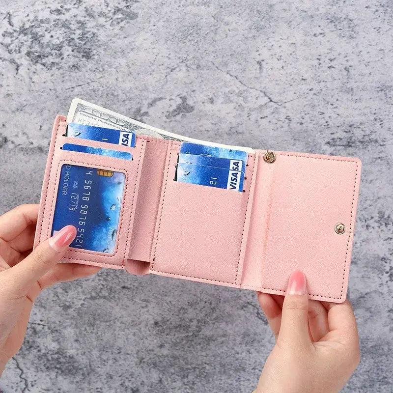 New Cute Cat Print Women's Wallet Short Wallet Leather Small Purse Fashion Ladies Female Girls Money Bag Card Holder Wallets