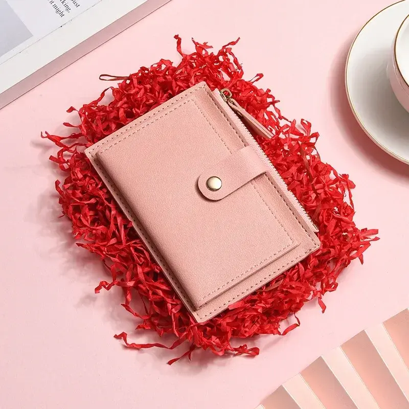 Women Wallets PU Leather Female Purse Mini Hasp Solid Multi-Cards Holder Coin Short Wallets Slim Small Wallet Zipper Coin Purse