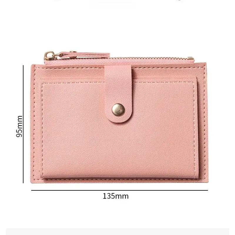 Women Wallets PU Leather Female Purse Mini Hasp Solid Multi-Cards Holder Coin Short Wallets Slim Small Wallet Zipper Coin Purse