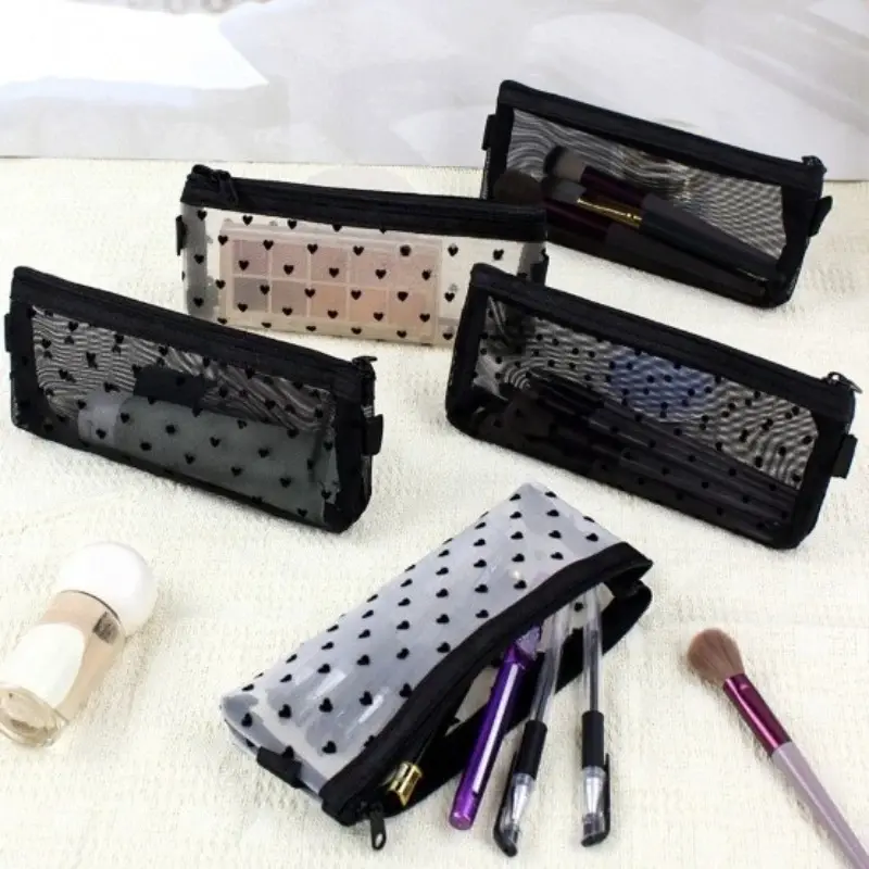 Makeup Brush Travel Case Cosmetic Toiletry Bag Organizer for Men Women Beauty Tools Mesh Kit Pouch Wash Storage Accessories