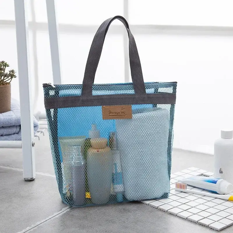 Mesh Makeup Toiletry Storage Bags Handbags Portable Travel Beach Washing Shower Tools Organizer Tote Cosmetic Organizer Pouch