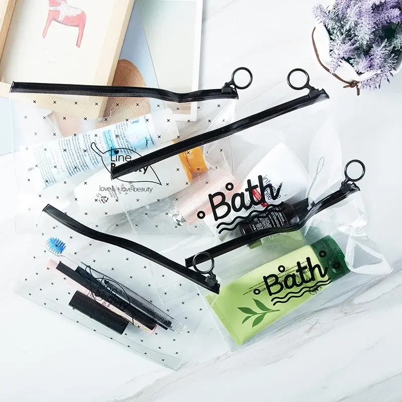 Fashion Women Transparent Cosmetic Bag Travel Clear Toothbrush Organizer Storage Toiletry Bags Beauty Makeup Case Bath Wash Bags