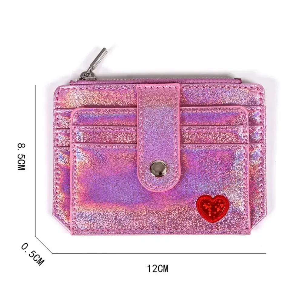 Cute Embroidery Purse Fashion ID Card Holder Wallets Card Organizer Mini Laser Purse Clutch Wallet Women Leather Card Wallets