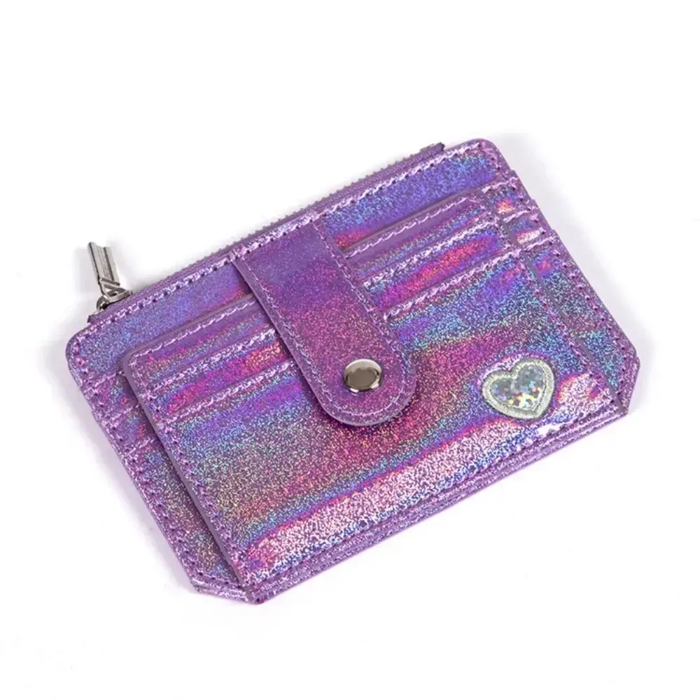 Cute Embroidery Purse Fashion ID Card Holder Wallets Card Organizer Mini Laser Purse Clutch Wallet Women Leather Card Wallets