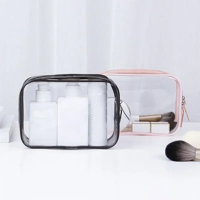 PVC Transparent Cosmetic Bag Men Women Zipper Clear Makeup Bags Beauty Case Travel Organizer Storage Bath Toiletry Wash Bag