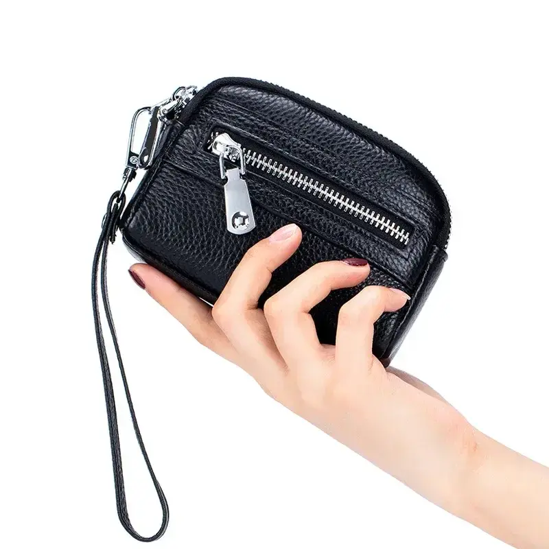 Genuine Leather Women Wallet Short Ladies Leather Wallets Large Capacity Cowhide Purses Female Clutch Bag Handbag Coin Purse