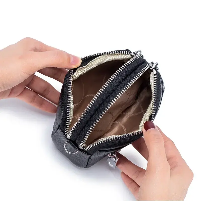 Genuine Leather Women Wallet Short Ladies Leather Wallets Large Capacity Cowhide Purses Female Clutch Bag Handbag Coin Purse