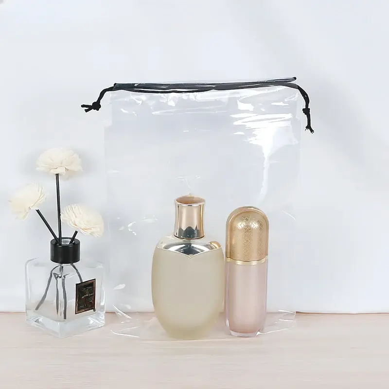1pc Waterproof Transparent Drawstring Bag Cosmetic Socks Underwear Clothing Packaging Bag Pocket Travel Plastic Storage Bag