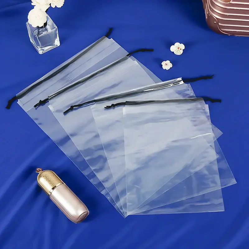 1pc Waterproof Transparent Drawstring Bag Cosmetic Socks Underwear Clothing Packaging Bag Pocket Travel Plastic Storage Bag