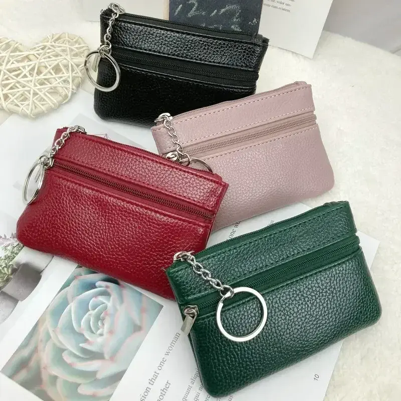 Leather Women Wallet Coin Purse Credit Card Holder Single Double Zipper Pocket Women Bag Multi-card Fashion Black Zipper Wallet
