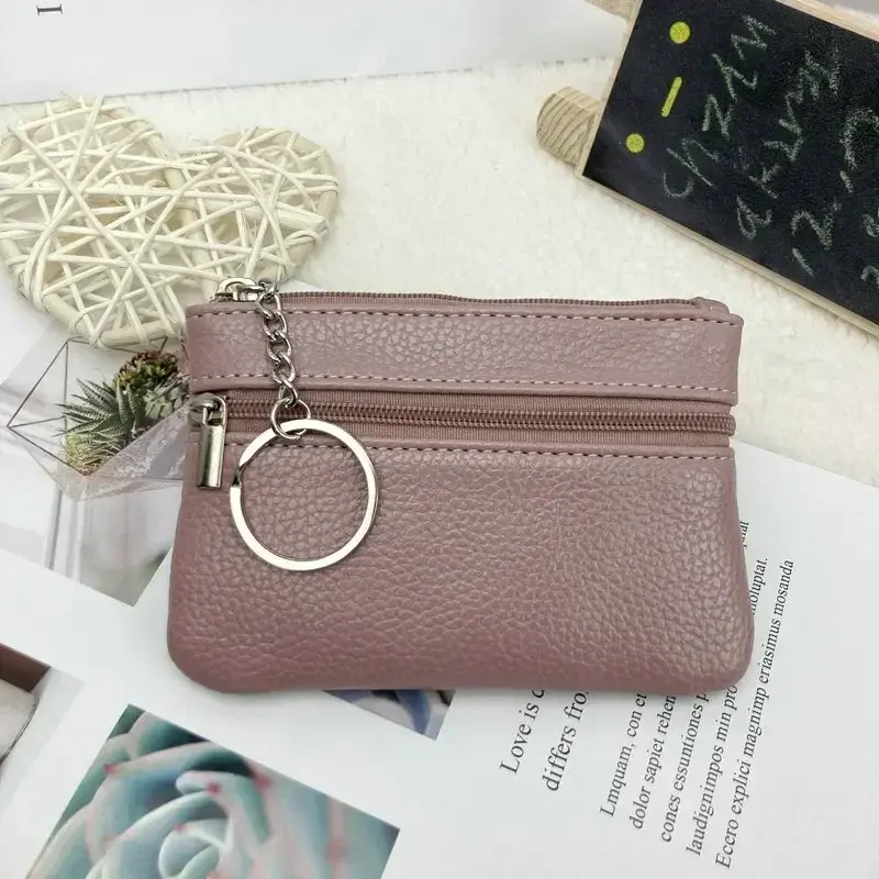 Leather Women Wallet Coin Purse Credit Card Holder Single Double Zipper Pocket Women Bag Multi-card Fashion Black Zipper Wallet