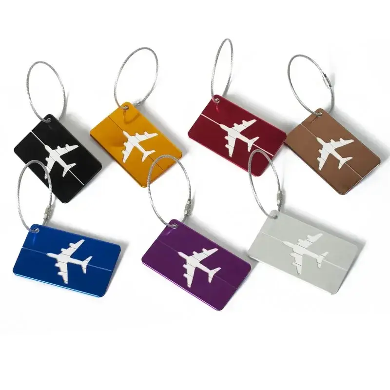 Aluminum Alloy Travel Luggage Tag Address Label Holder Suitcase Tag Boarding Pass Name ID Cards Solid Color Travel Accessories