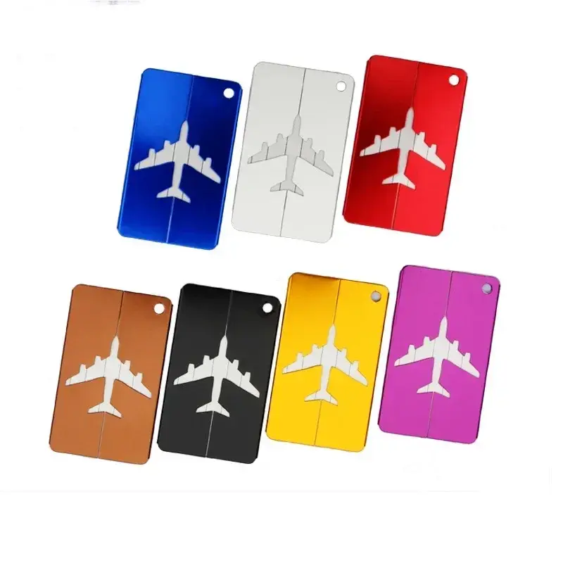 Aluminum Alloy Travel Luggage Tag Address Label Holder Suitcase Tag Boarding Pass Name ID Cards Solid Color Travel Accessories
