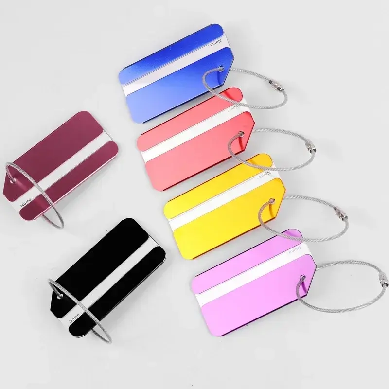 Aluminum Alloy Travel Luggage Tag Address Label Holder Suitcase Tag Boarding Pass Name ID Cards Solid Color Travel Accessories