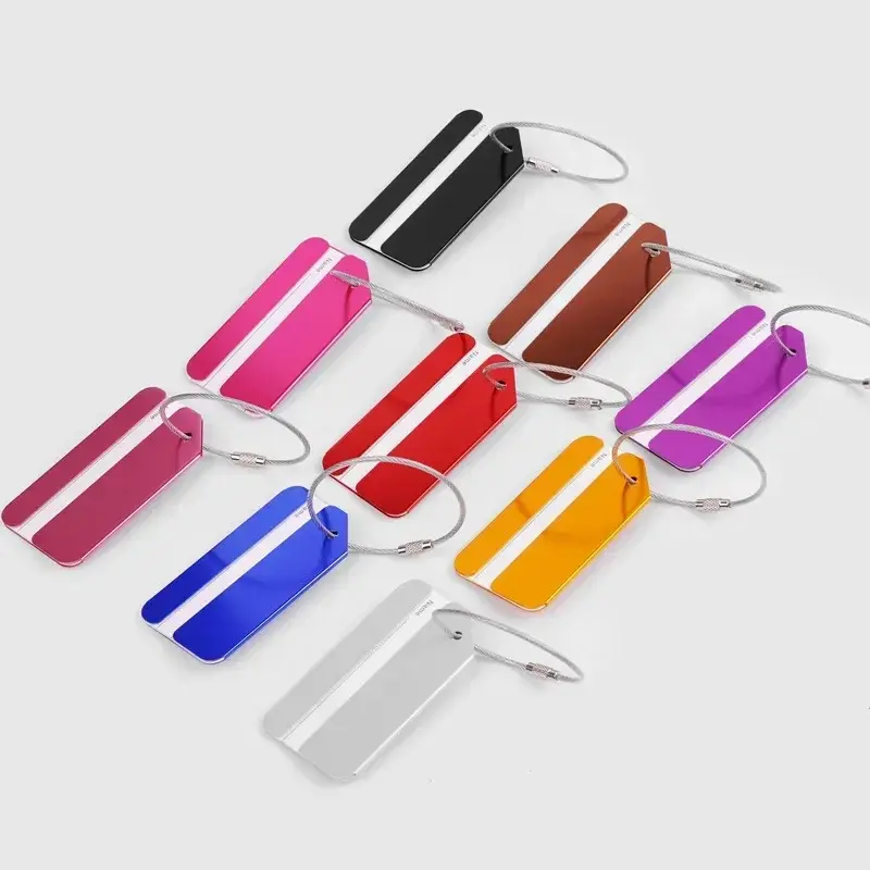 Aluminum Alloy Travel Luggage Tag Address Label Holder Suitcase Tag Boarding Pass Name ID Cards Solid Color Travel Accessories